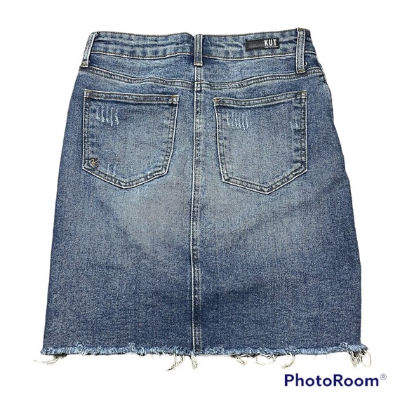 KUT FROM THE KLOTH Women’s Lightly Distressed Hannah Pencil Skirt | Denim | Sz 0 - Picture 9 of 9